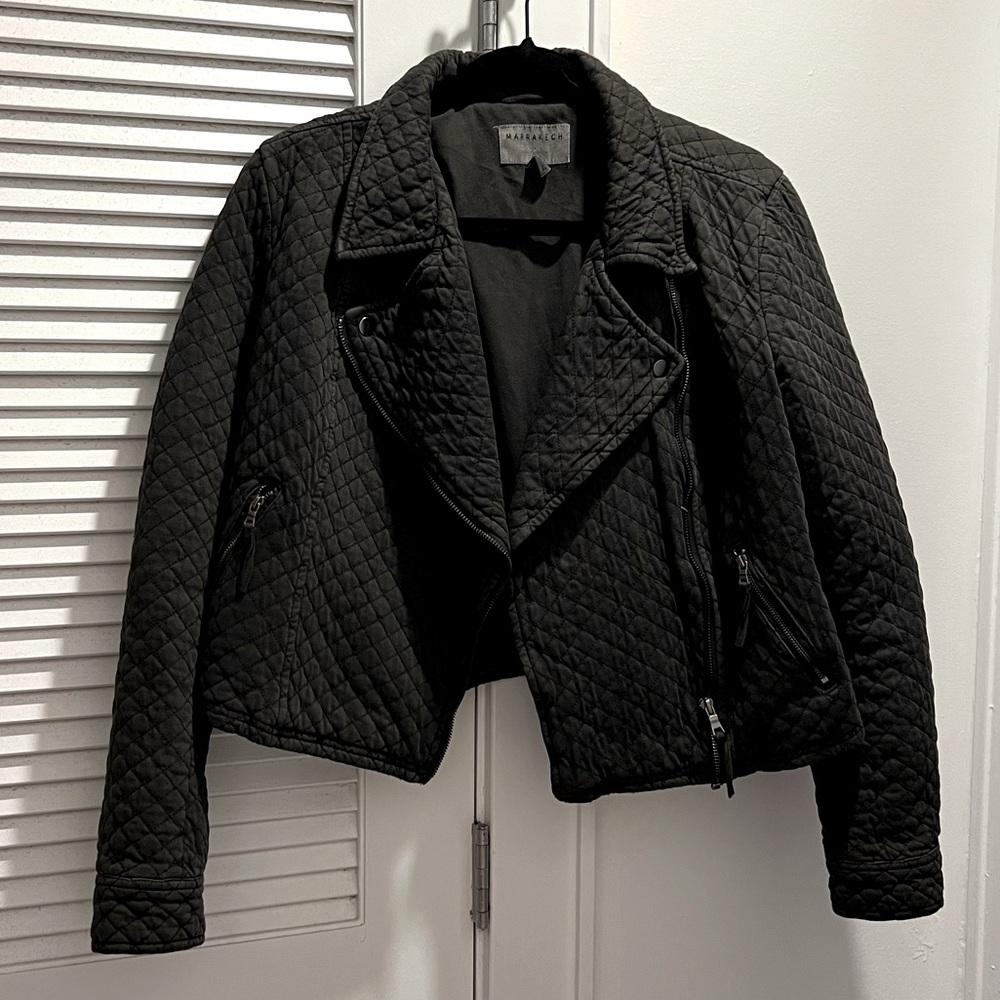 Black quilted moto jacket from Anthropologie. Size large.
